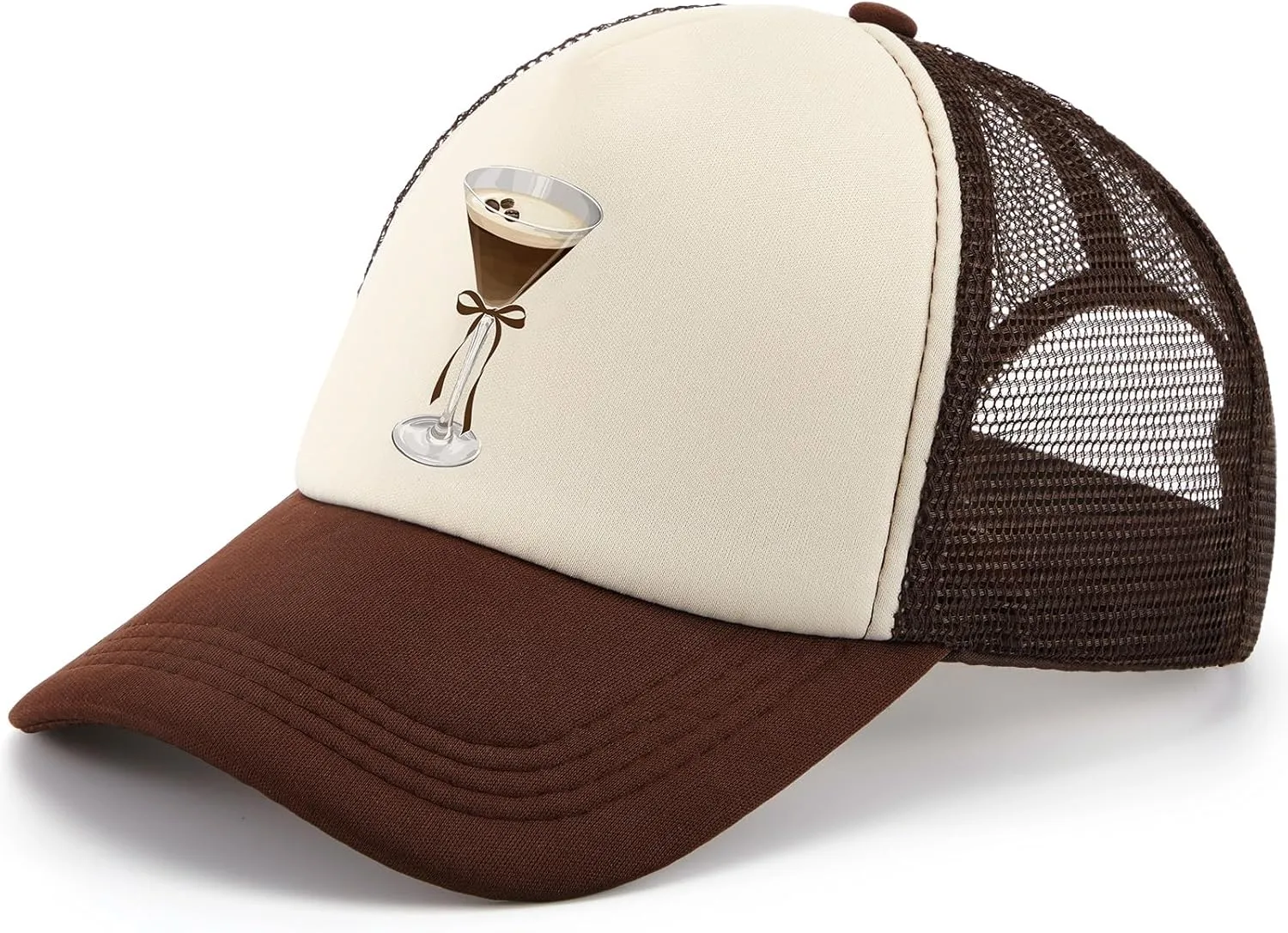 1pcs Vintage Trucker Snapback Hat Espresso Martini Margs Tequila Western Cowboy Funny Cute Trucker Hat for Men Women Brown