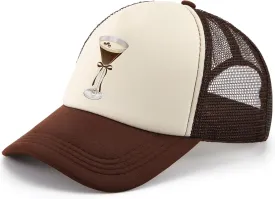 1pcs Vintage Trucker Snapback Hat Espresso Martini Margs Tequila Western Cowboy Funny Cute Trucker Hat for Men Women Brown
