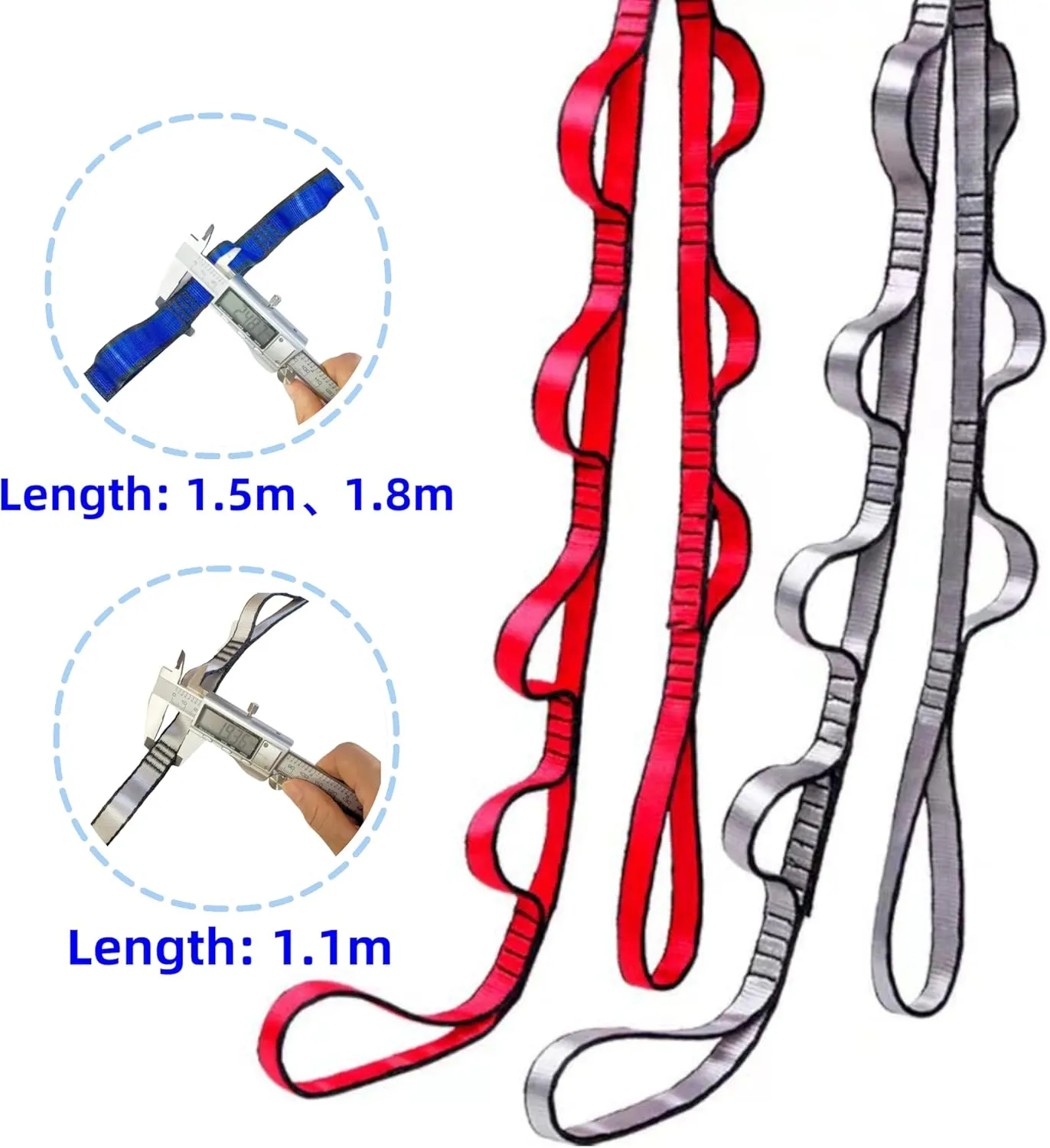 2pcs Safety Daisy Chain, Multi-Ring Adjustable Nylon Strap Rope Yoga Pilates Stretch Band