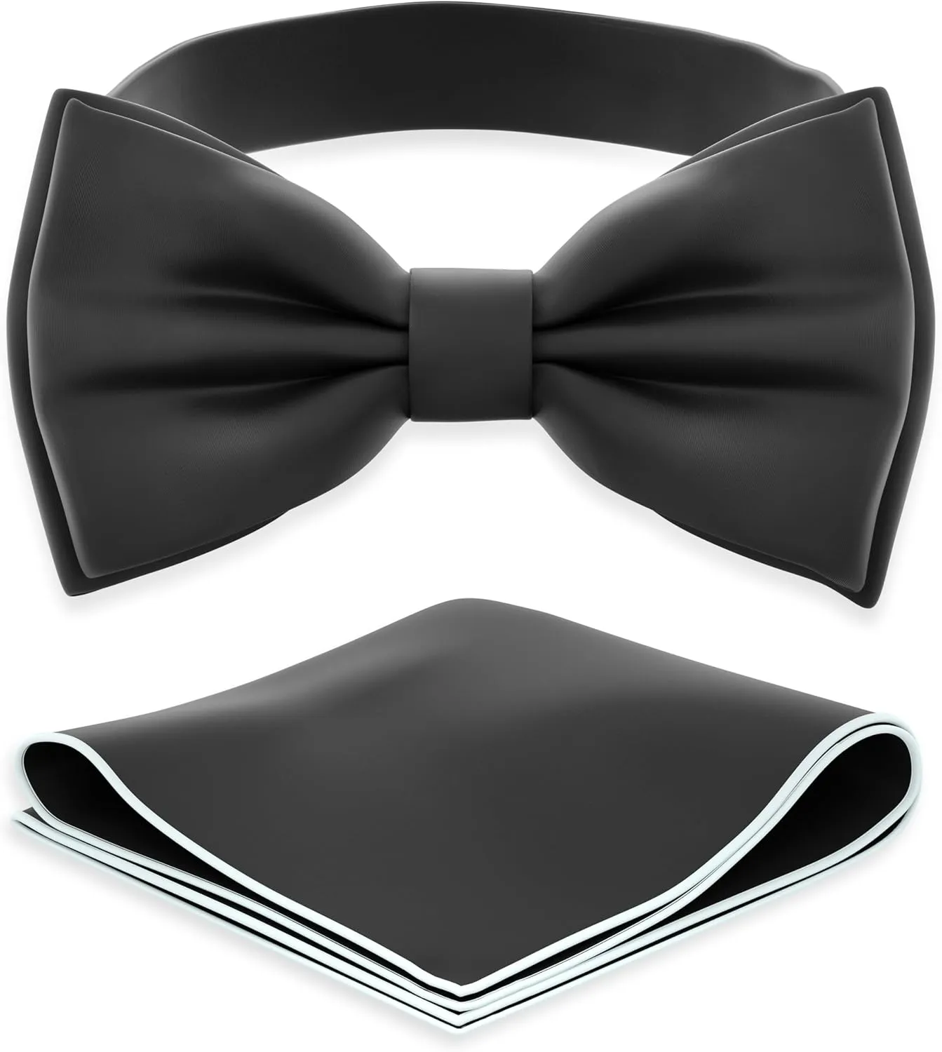 Adam Young Men's Bow Ties with Handkerchief Pre-Tied Style Formal Satin Classic Bowtie for Tuxedo Faux Silk