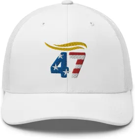 American Flag President 47 Retro Trucker Hat for Men Women