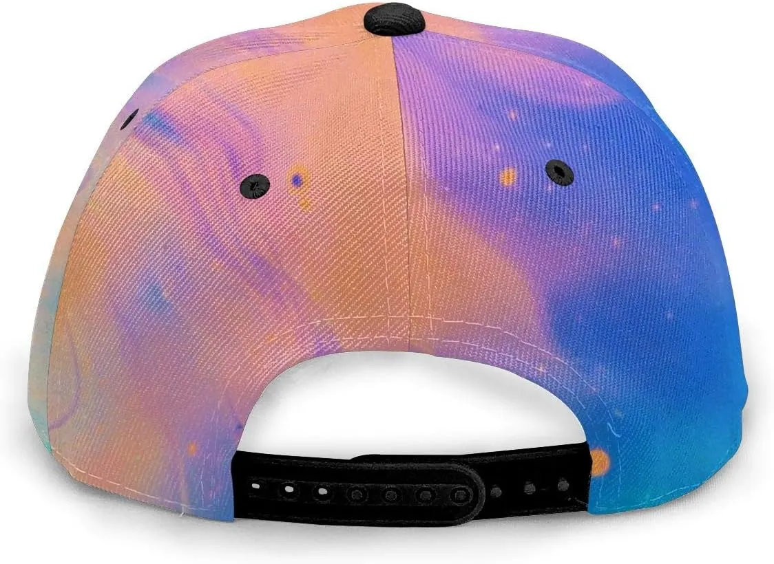Baseball Cap Men Women - Rainbow Tie Dye Adjustable 3D Printed Snapback Flat Bill Hip Hop Hat