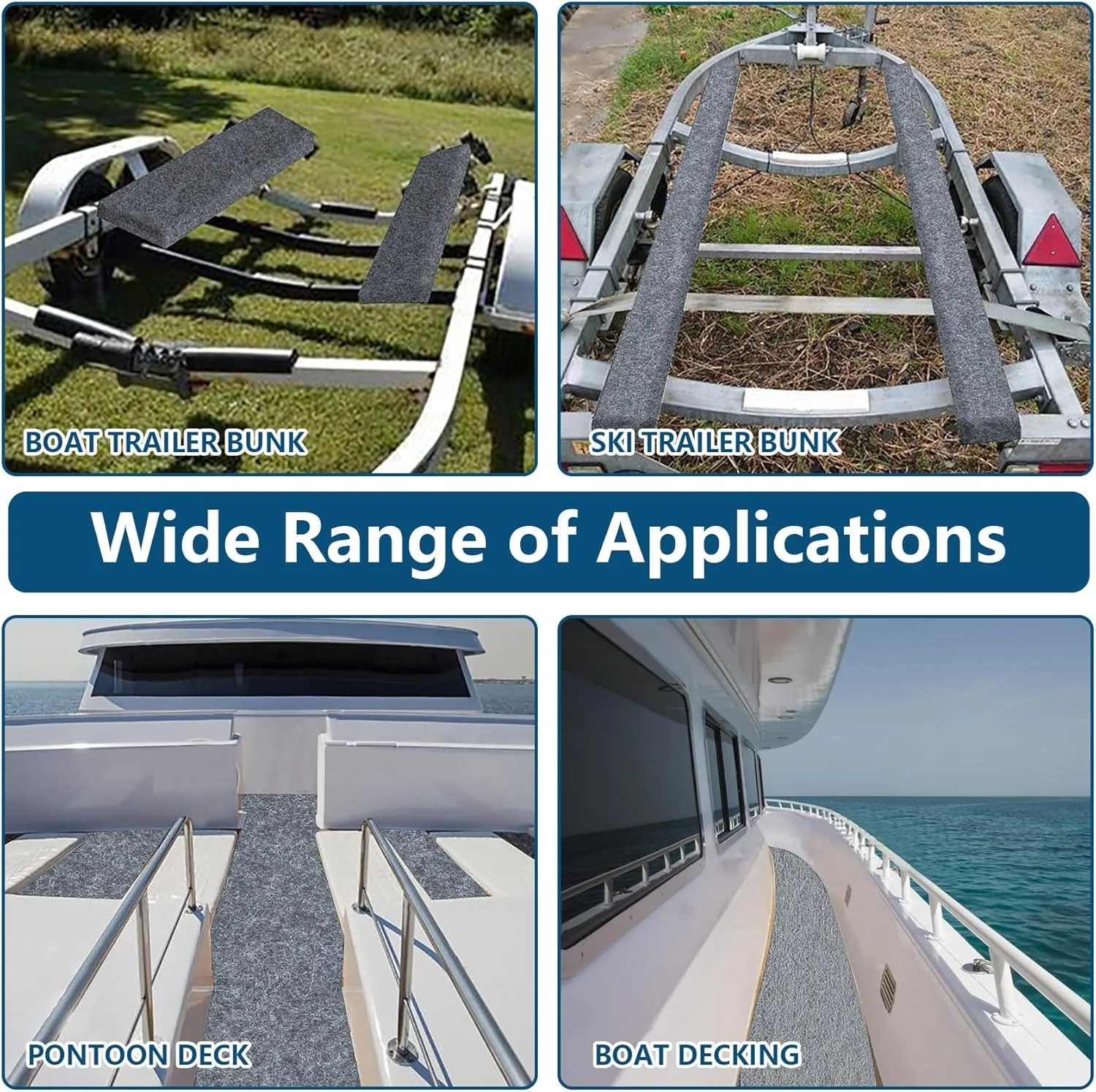 Boat Trailer Bunk Carpet,Bunk Carpet for Boat Trailers,13ft x 11in Boat Trailer Carpets,8mm Thickness Trailer Carpets, Jet Ski Bunks,Light Grey