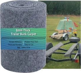 Boat Trailer Bunk Carpet,Bunk Carpet for Boat Trailers,13ft x 11in Boat Trailer Carpets,8mm Thickness Trailer Carpets, Jet Ski Bunks,Light Grey