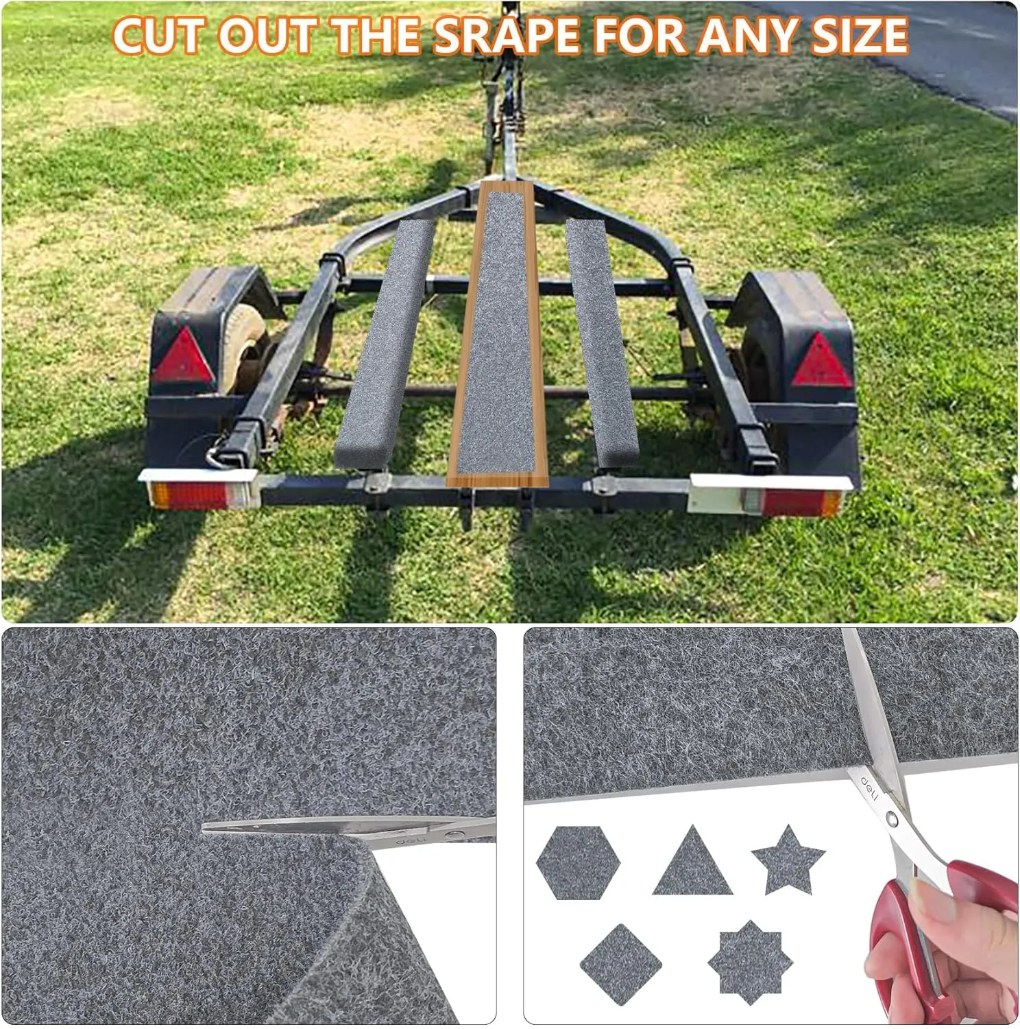 Boat Trailer Bunk Carpet,Bunk Carpet for Boat Trailers,13ft x 11in Boat Trailer Carpets,8mm Thickness Trailer Carpets, Jet Ski Bunks,Light Grey
