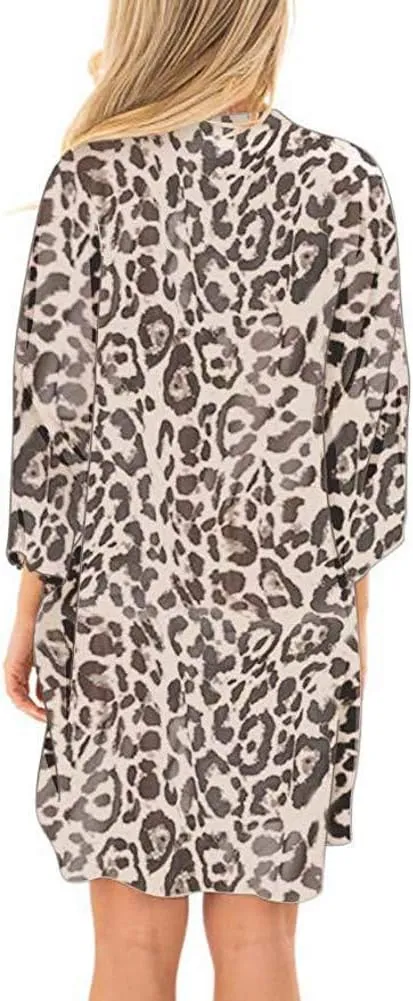 Camisunny Women Chiffon Printed Cardigan Kimono Robe Tops Beach Bikini Cover up Blouse