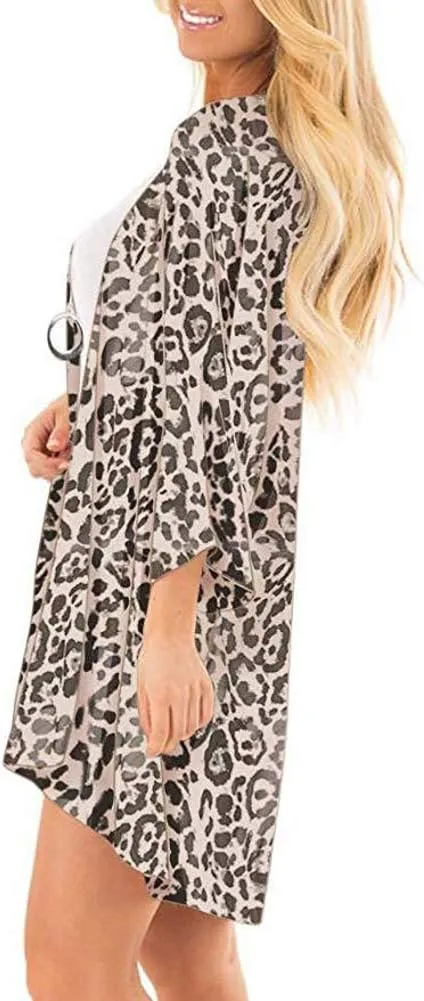 Camisunny Women Chiffon Printed Cardigan Kimono Robe Tops Beach Bikini Cover up Blouse