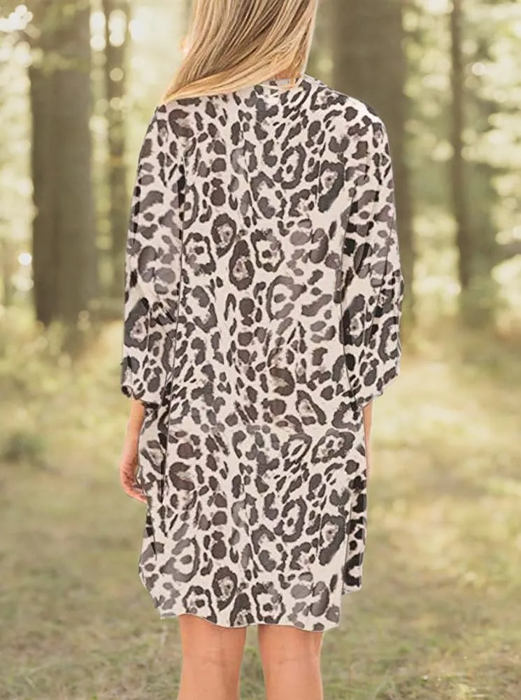 Camisunny Women Chiffon Printed Cardigan Kimono Robe Tops Beach Bikini Cover up Blouse