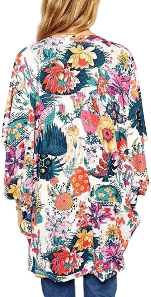 Camisunny Women Chiffon Printed Cardigan Kimono Robe Tops Beach Bikini Cover up Blouse