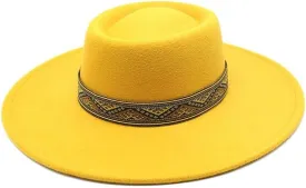 Cap New Vintage National Style Felt Hat, Concave-Convex Top 9.5cm Big Brim Jazz Hat Autumn and Winter Woolen Top Hat Fengyan Cowboy Hats (Color : Rose Red, Size : 56-58cm)