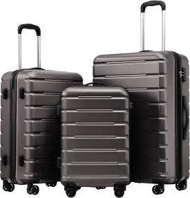 Coolife Luggage Suitcase Carry-on Spinner TSA Lock USB Port Expandable (only 28????) Lightweight Hardside Luggage (Gray, 3 piece set)