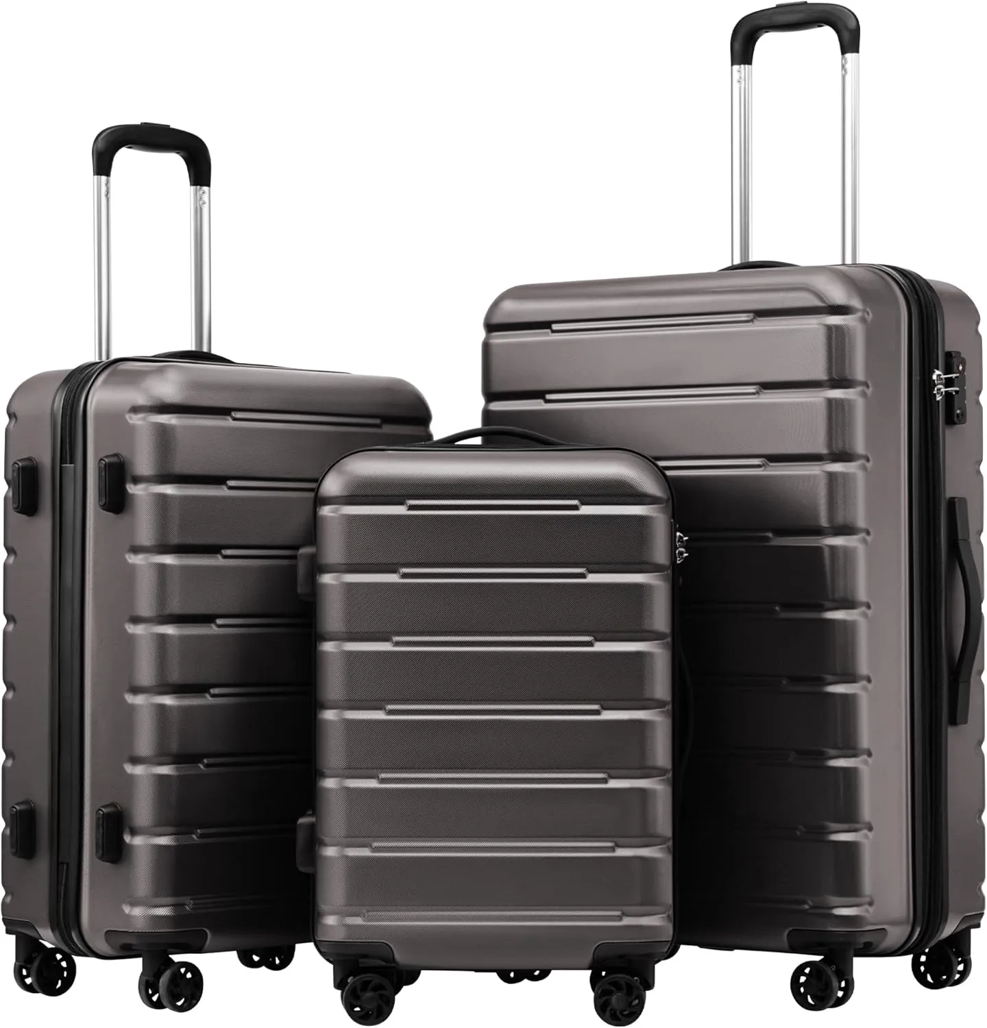 Coolife Luggage Suitcase Carry-on Spinner TSA Lock USB Port Expandable (only 28????) Lightweight Hardside Luggage (Gray, 3 piece set)