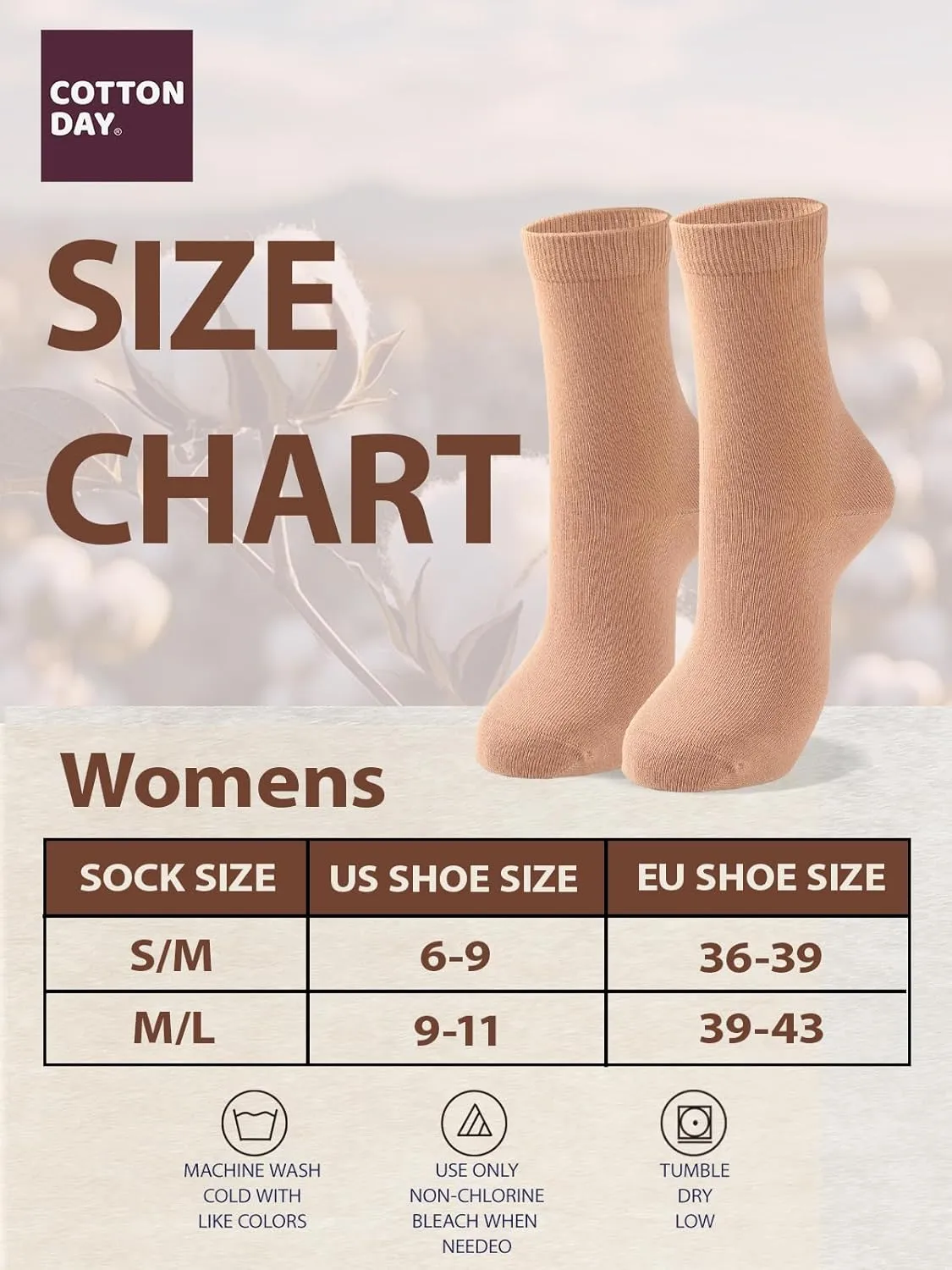 COTTON DAY Women's Soft Combed Cotton Dress Socks Seamless Toe Black White Gray Navy Blue Brown Beige