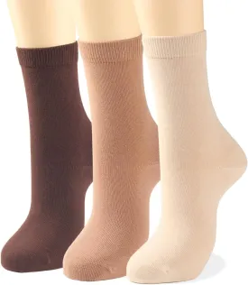 COTTON DAY Women's Soft Combed Cotton Dress Socks Seamless Toe Black White Gray Navy Blue Brown Beige