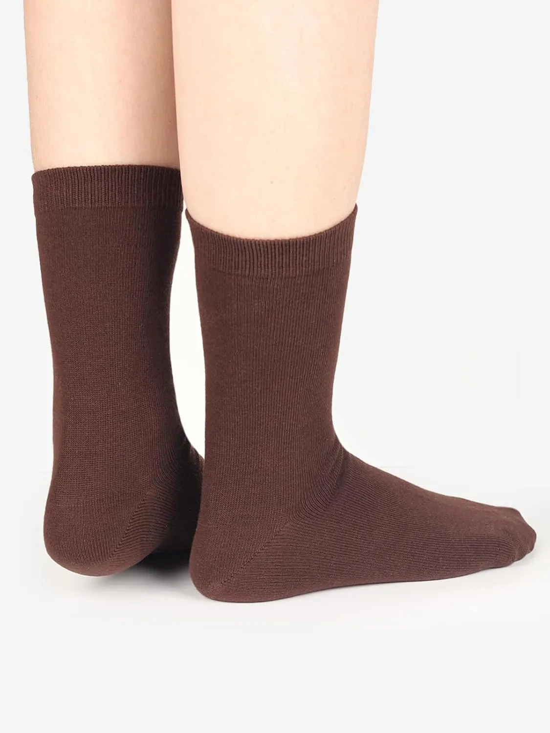 COTTON DAY Women's Soft Combed Cotton Dress Socks Seamless Toe Black White Gray Navy Blue Brown Beige