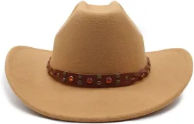 DHAEY European and American Women's Vintage Black Hat Curled Jazz Hat British Woolen Felt Hat Men's Autumn and Winter Hat Luopan Caps & Hats(Camel)