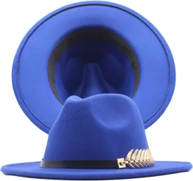 Fedora Buckle Wool Belt Panama Hat Hat Womens Wide Floppy Classic Baseball Caps 412 Hat Blue