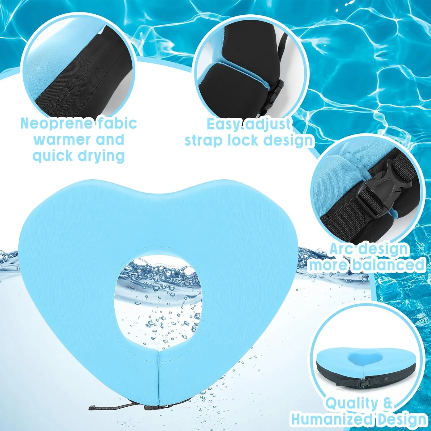 Geelin Float Swim Collar for Head and Neck Support,Filled with Foam Plastic Particles (Not Inflatable),Floatation Devices for Adults,Fits Most Adult Neck Sizes for Learn to Swim or Therapy