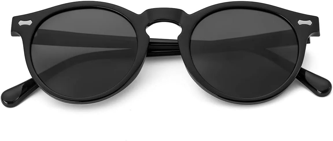 Gleyemor Vintage Polarized Sunglasses for Men Round Sunglasses UV400 Protection Retro Hand-crafted Acetate Frame