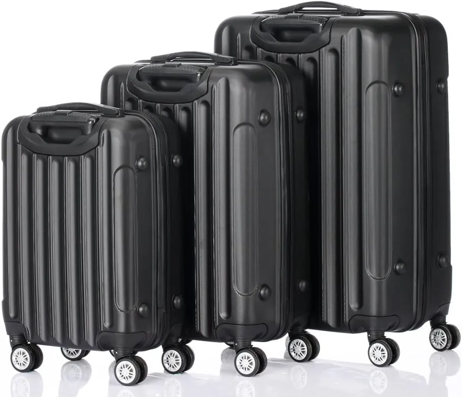 HomVent 3 Piece Luggage Set with Spinner Wheels Suitcase Set with TSA Lock Hard Shell Luggage Suitable for Women,Men,Travel 3 PCS 20 24 28 inch (Black)