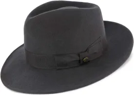 Imperial Center Dent Wool Felt Fedora Hat, 100% Australian Wool, Camel, Gray, & White, Grosgrain Ribbon Band