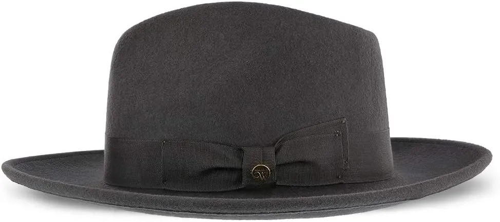 Imperial Center Dent Wool Felt Fedora Hat, 100% Australian Wool, Camel, Gray, & White, Grosgrain Ribbon Band