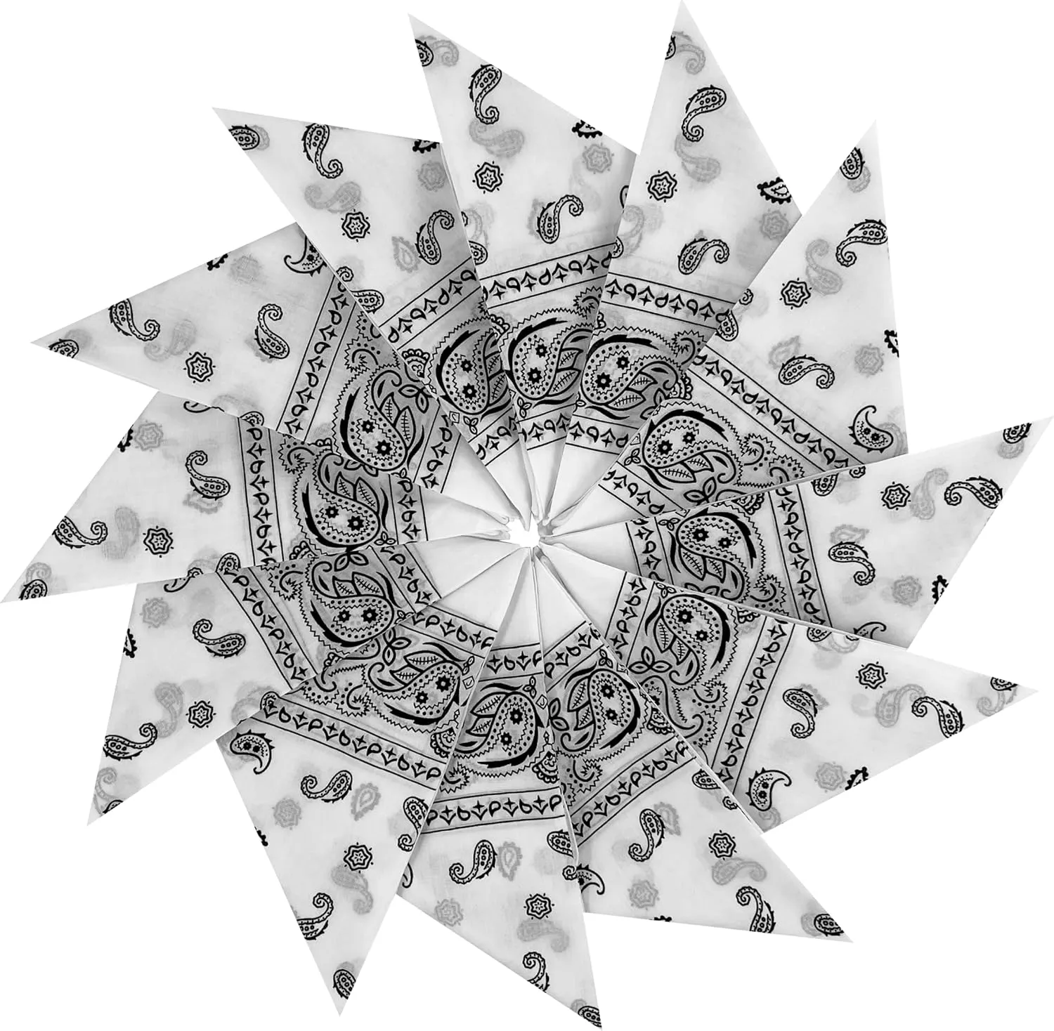 Junvena Cotton Bandanas 12 packs 22"X 22" Double Sides Printed Unisex Kerchief