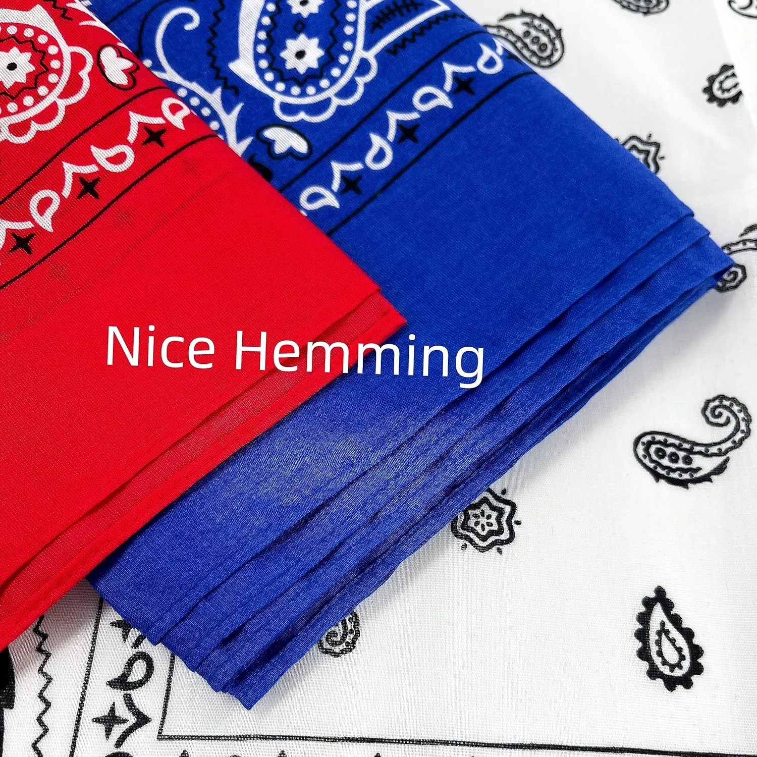Junvena Cotton Bandanas 12 packs 22"X 22" Double Sides Printed Unisex Kerchief