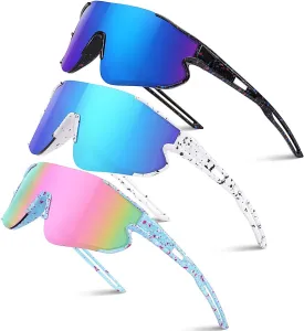 Kids Baseball Sunglasses for Boys Girls Youth Softball Cycling Sports Sunglasses UV400 Protection Age 5-12