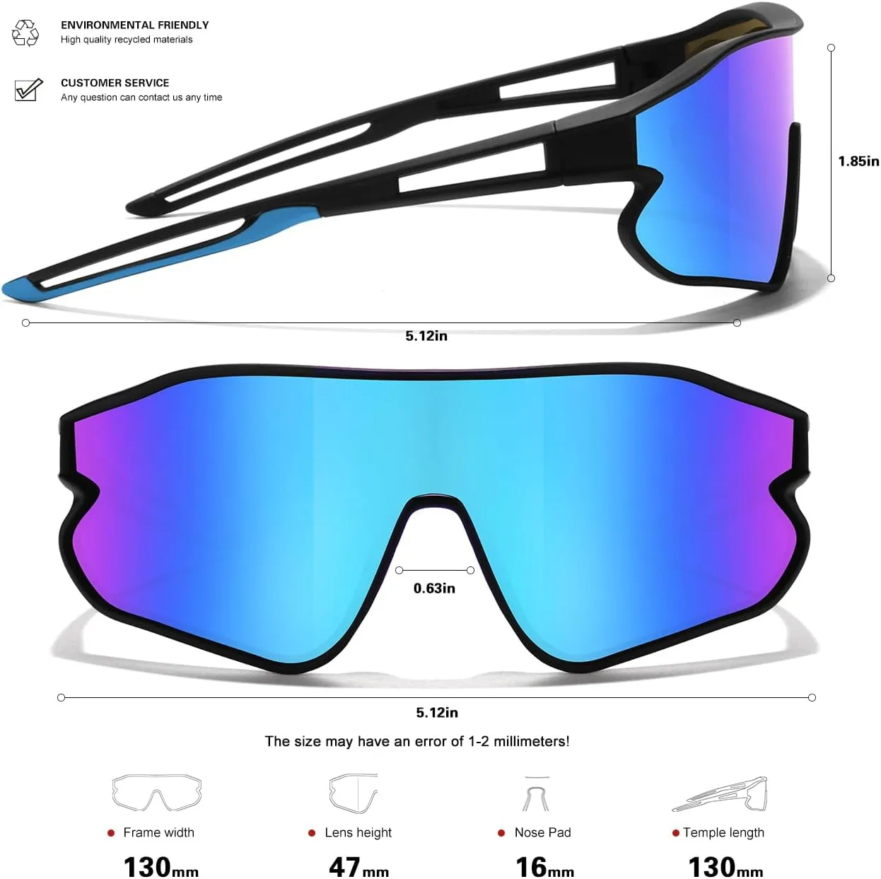 Kids Sunglasses, Youth Baseball Sunglasses Polarized Sports Cycling Shades for Boys Girls Lightweight Frame