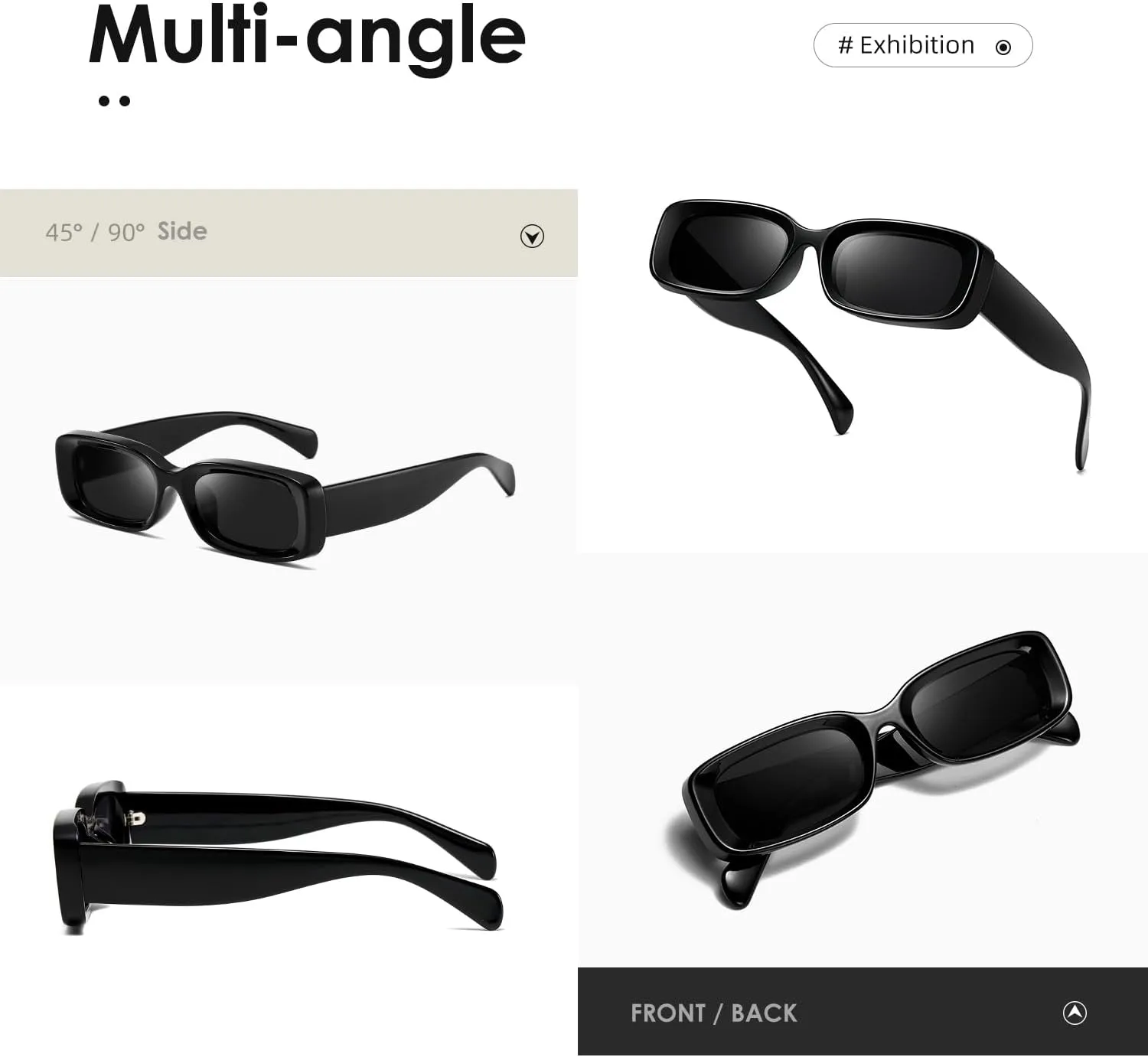 kimorn Retro Rectangle Sunglasses for Women Men Thick Frame Sun Glasses UV Protection Shades K1703