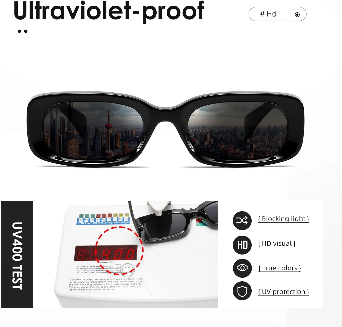 kimorn Retro Rectangle Sunglasses for Women Men Thick Frame Sun Glasses UV Protection Shades K1703