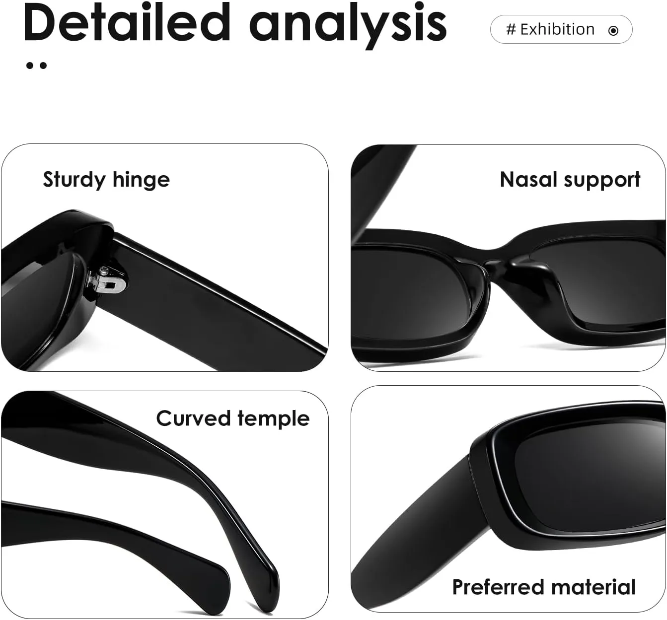 kimorn Retro Rectangle Sunglasses for Women Men Thick Frame Sun Glasses UV Protection Shades K1703