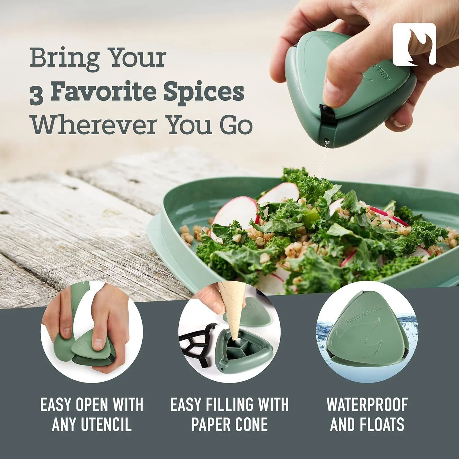 Light My Fire Salt & Pepper Shakers  Travel Salt and Pepper Shakers  Travel Spice Kit Portable Spice Shaker  Multi Spice Container and Salt Dispenser for Outdoor Picnic Camping BPA-Free