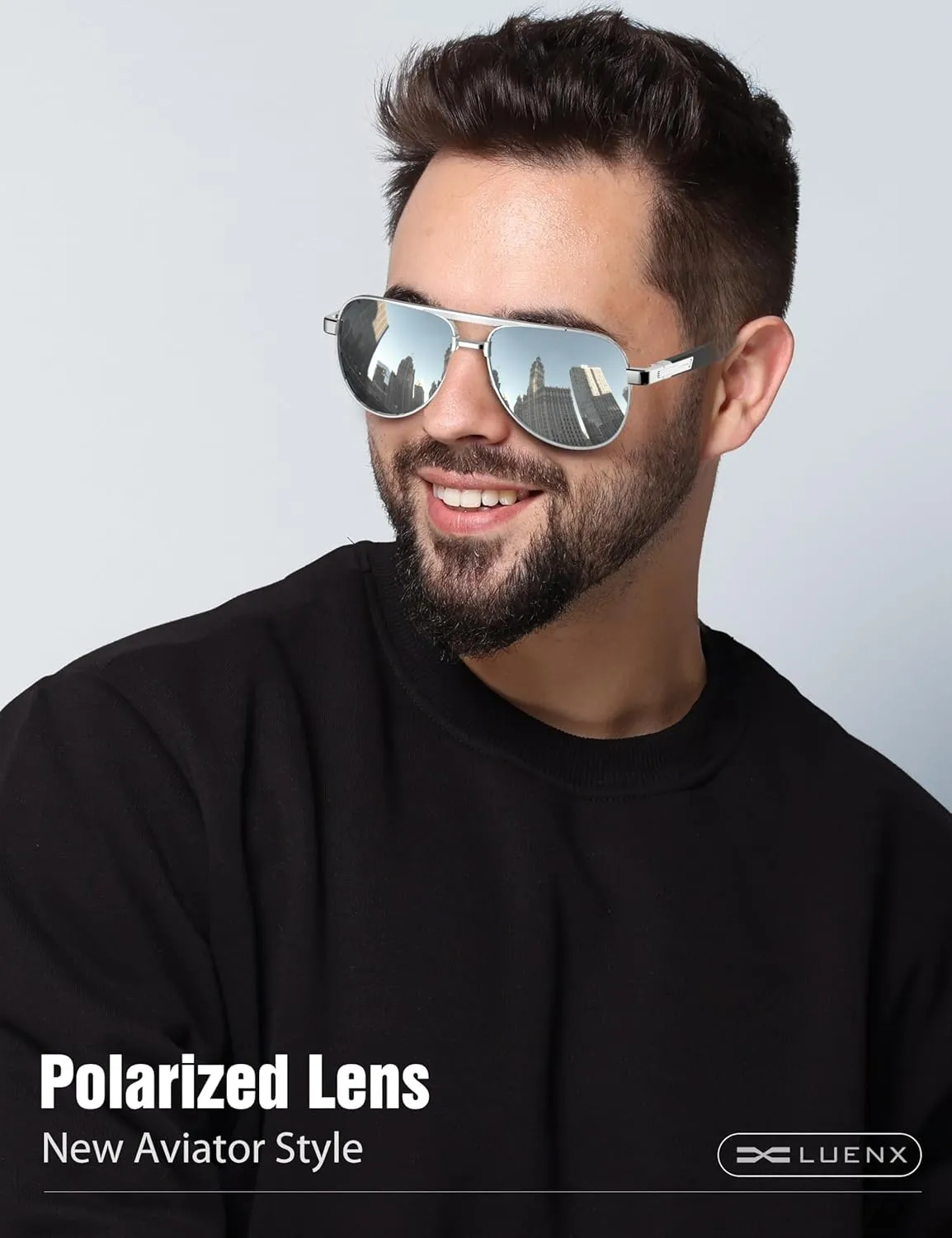 LUENX Aviator Sunglasses for Men Polarized Trendy Shades Driving UV 400 Protection