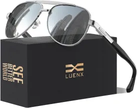 LUENX Aviator Sunglasses for Men Polarized Trendy Shades Driving UV 400 Protection