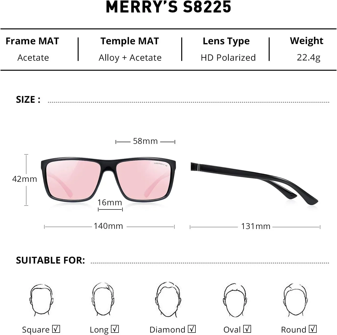 MERRY'S Men Polarized Sunglasses Male Women Outdoor Fishing Sun glasses