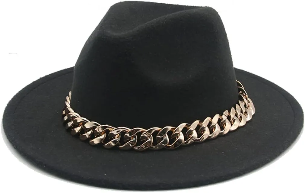 Niiyyjj Fedora Hats for Women Men Wide Brim Thick Band Felted Hat Jazz Cap Panama Hat Femme