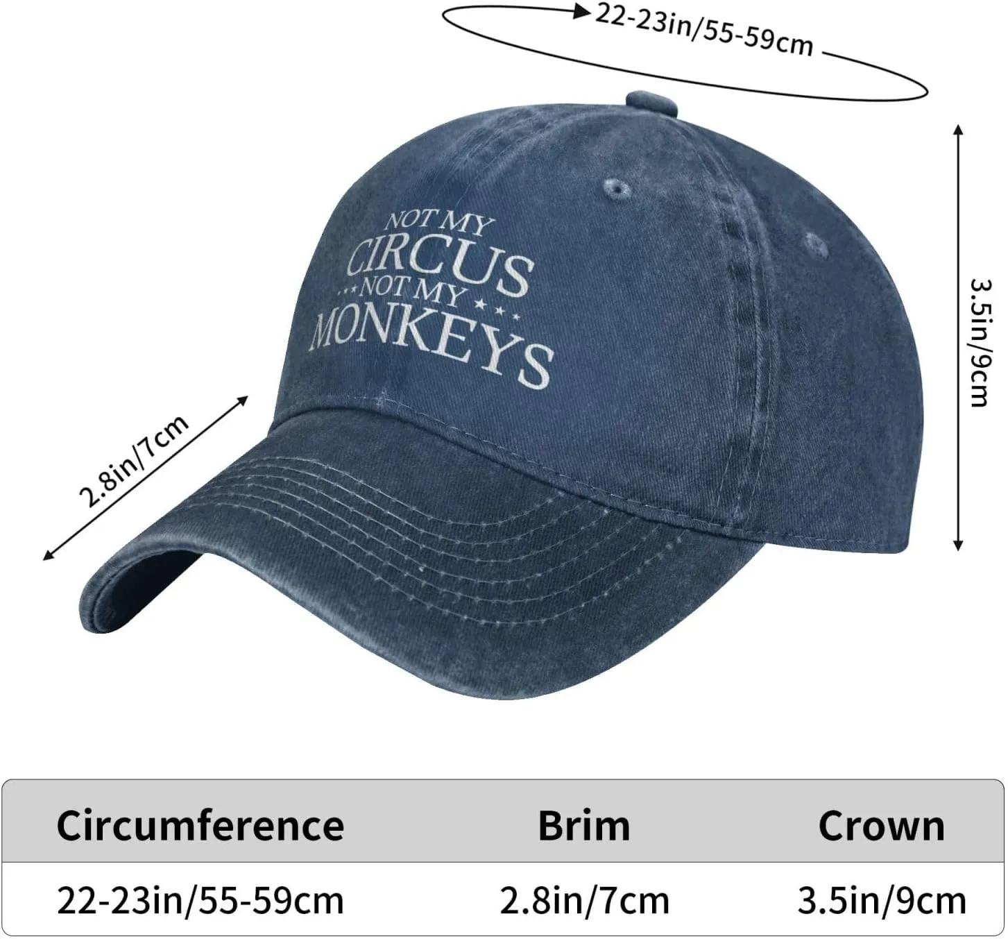 Not My Circus Not My Monkeys Hat for Men Dad Hat Graphic Hat