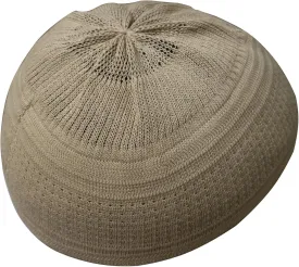 Plain Light Brown Cotton Stretch Knit Kufi Hat Skull Cap - Comfortable Fit