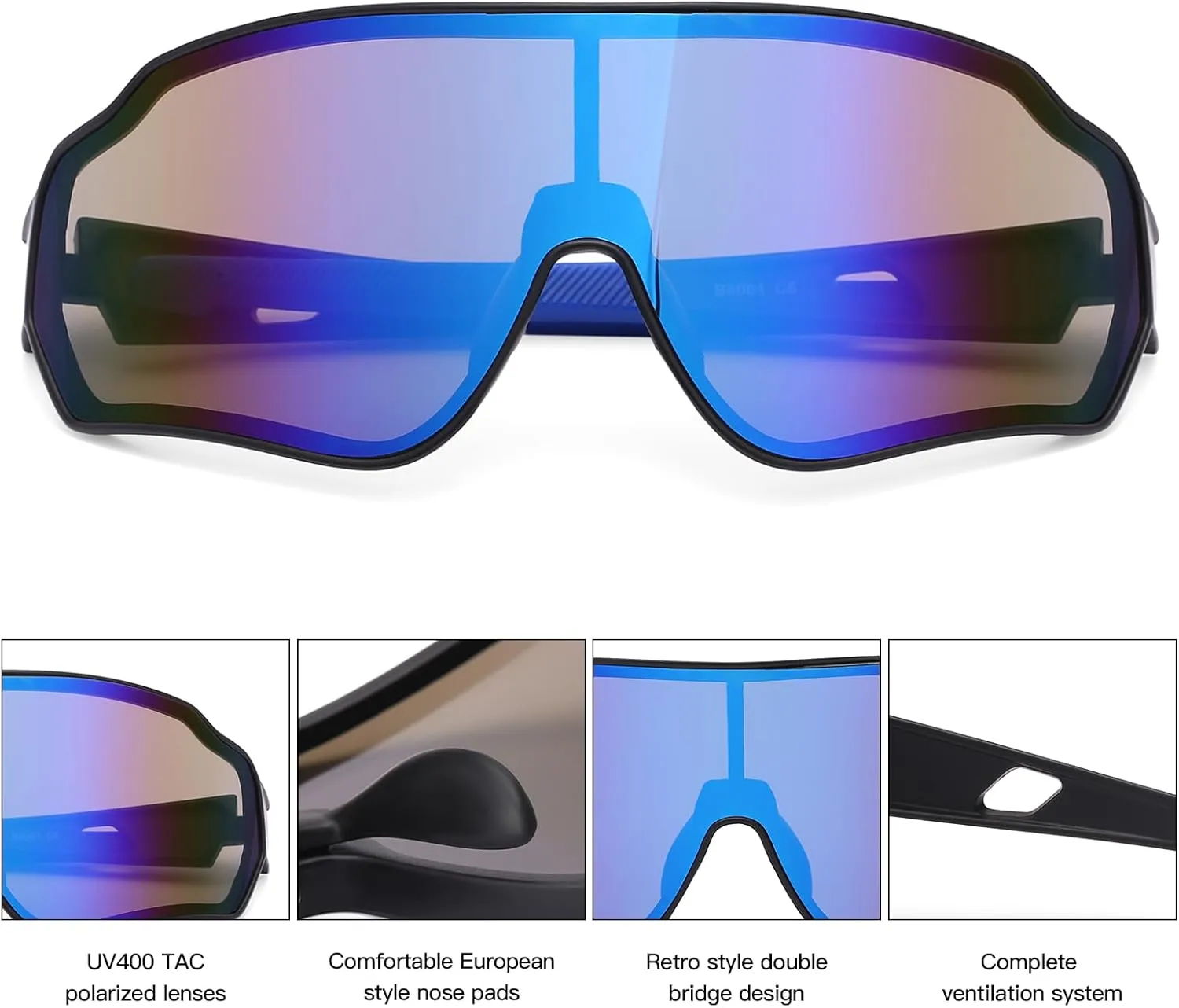 Polarized Sports Sunglasses for Men Women Cycling Running Fashion Large UV Protection Sun Glasses