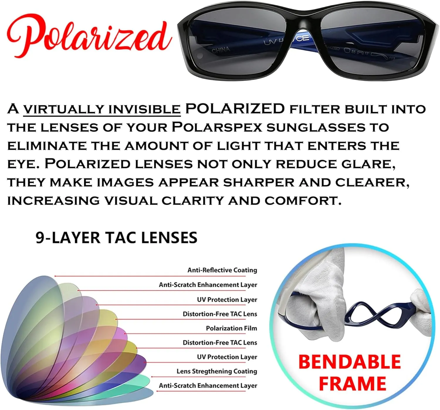PolarSpex Flexible Kids Toddler Boys Sports Wrap Polarized Sunglasses - BPA Free