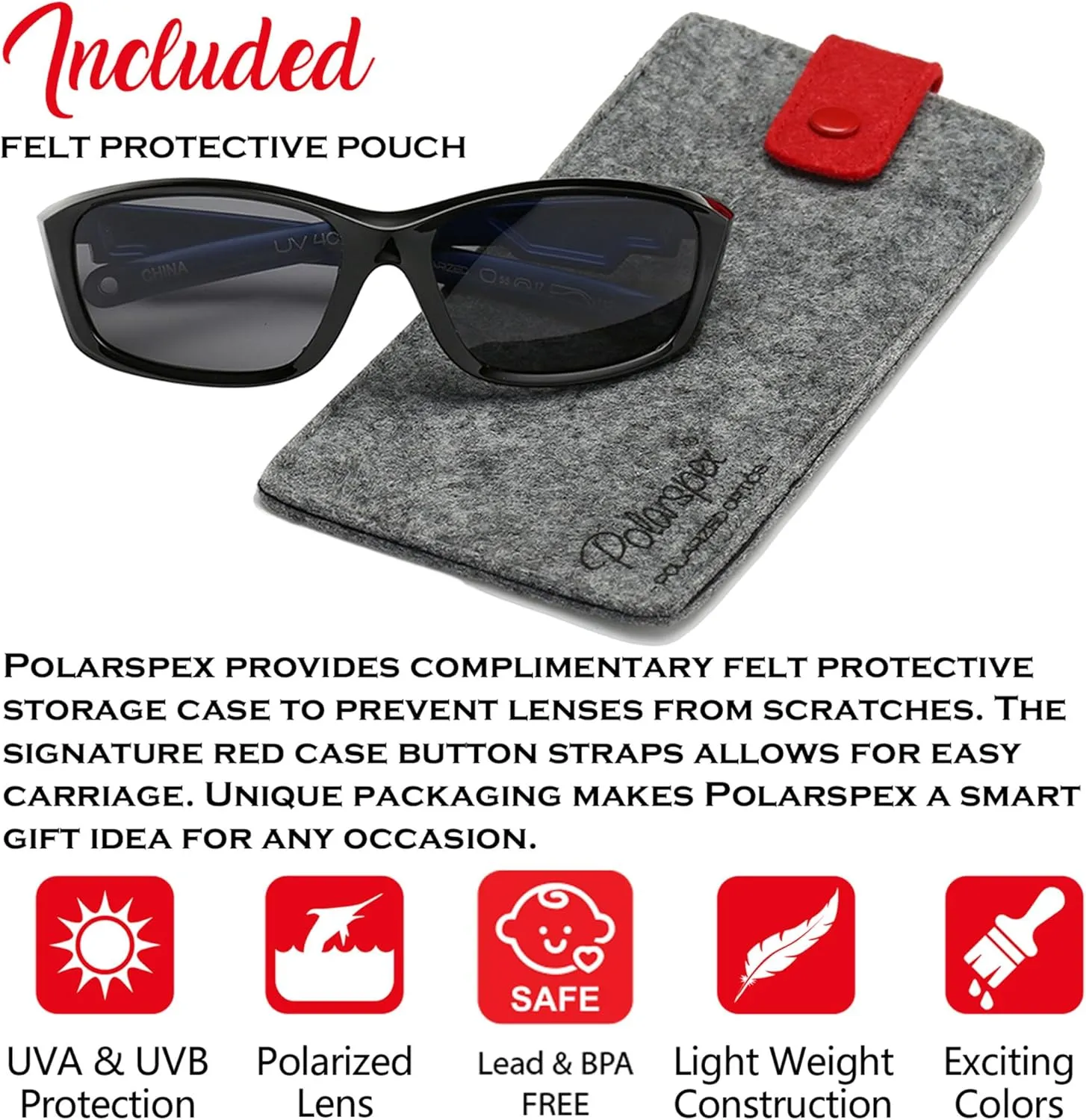PolarSpex Flexible Kids Toddler Boys Sports Wrap Polarized Sunglasses - BPA Free