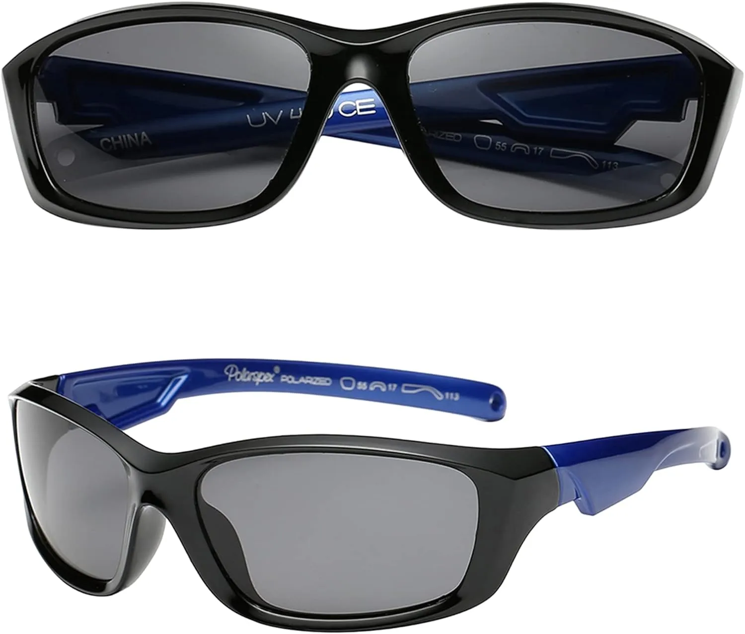 PolarSpex Flexible Kids Toddler Boys Sports Wrap Polarized Sunglasses - BPA Free