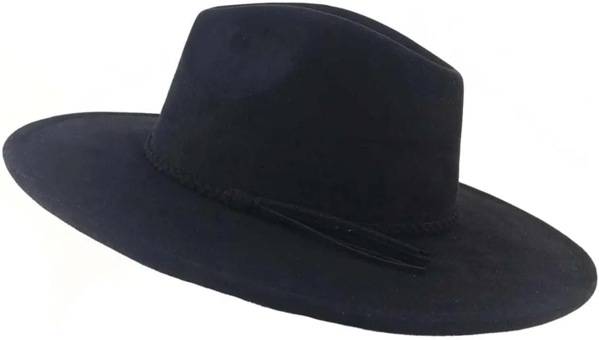 Premium Vegan Tribal Suede Fedora Black