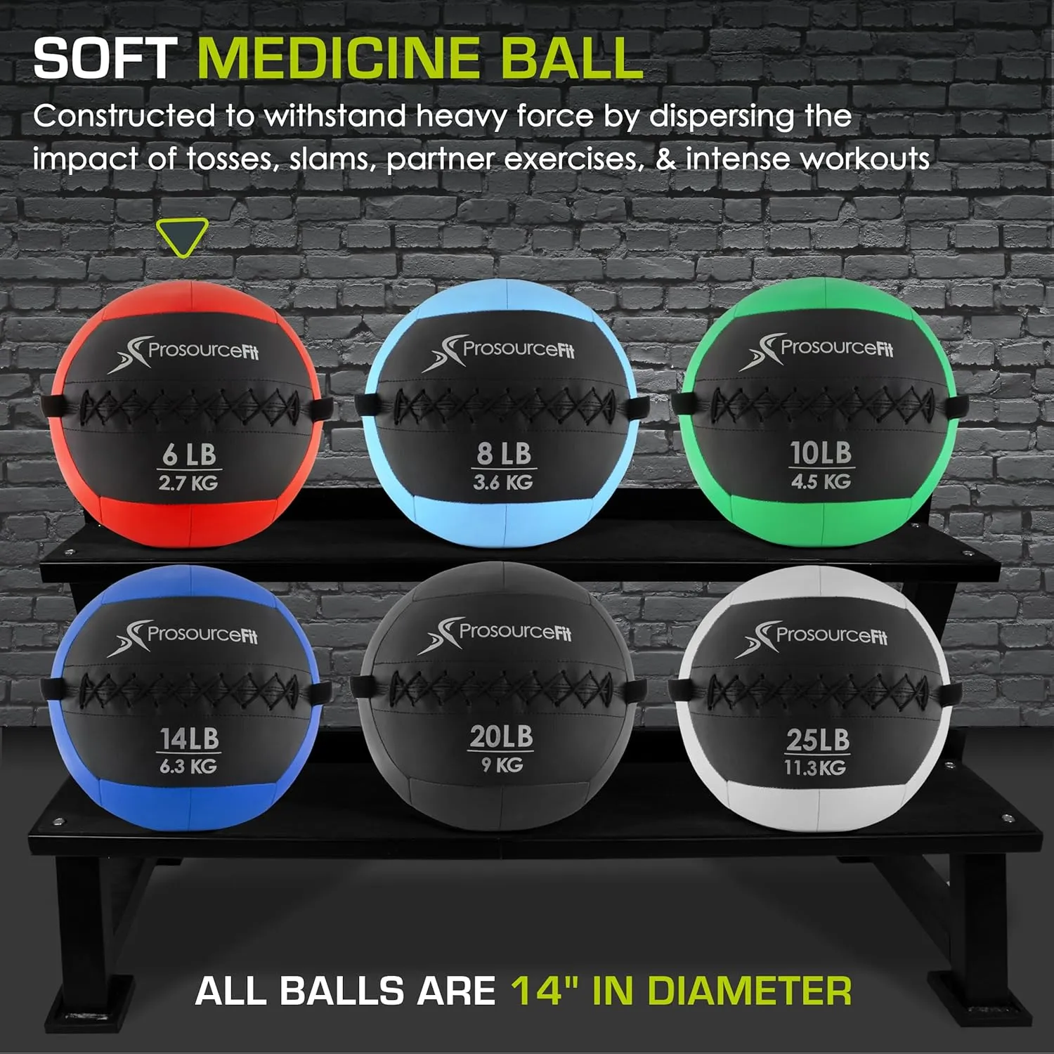 ProsourceFit Soft Medicine Balls, Wall Balls and Full Body Dynamic Exercises, Gray 25 LB