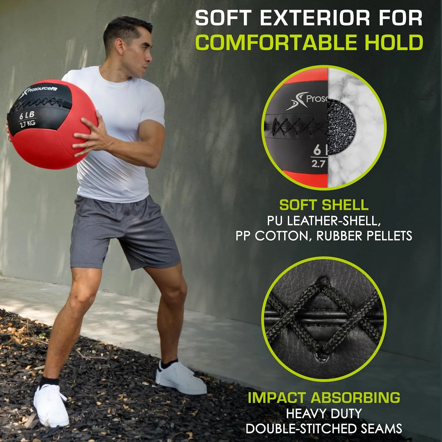 ProsourceFit Soft Medicine Balls, Wall Balls and Full Body Dynamic Exercises, Gray 25 LB