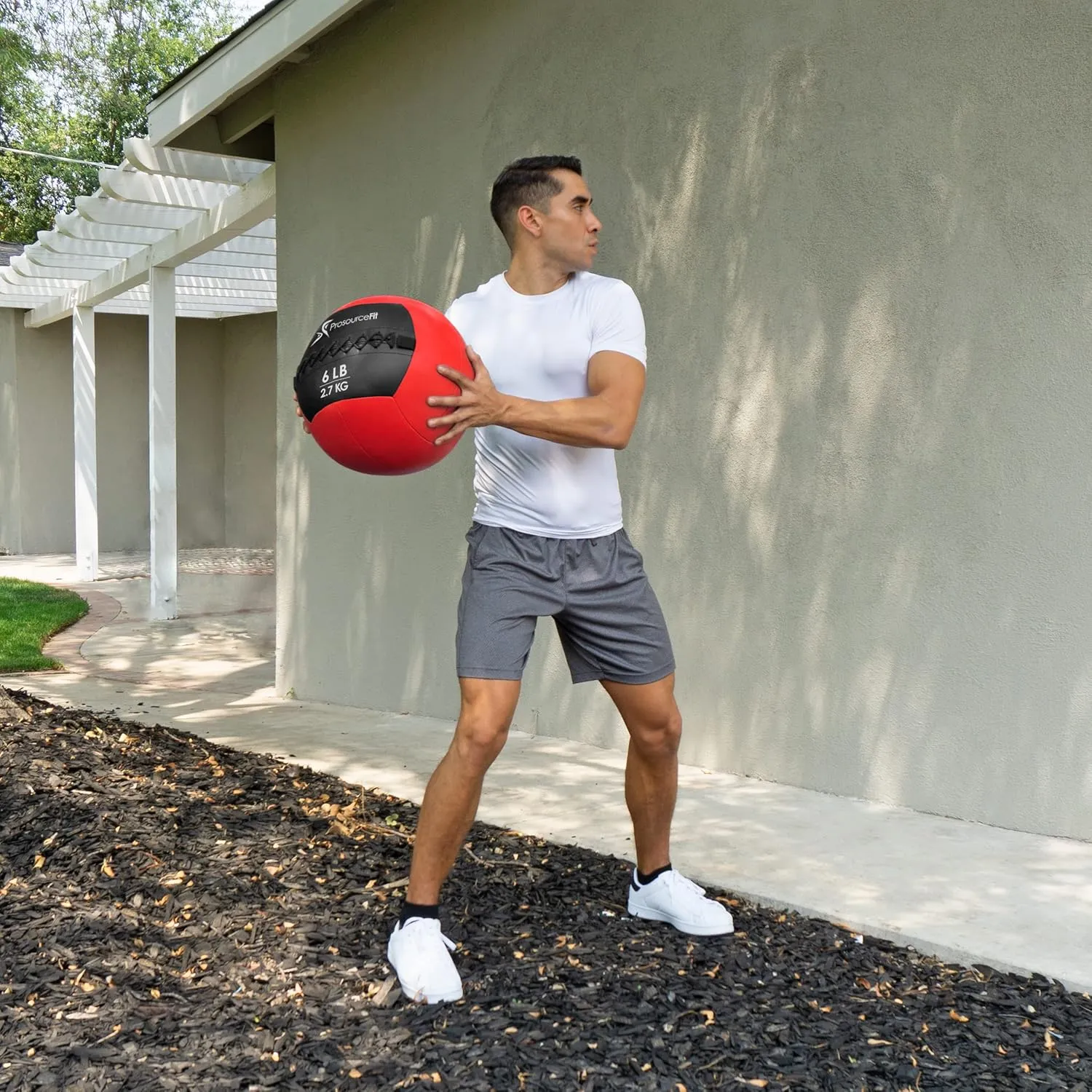 ProsourceFit Soft Medicine Balls, Wall Balls and Full Body Dynamic Exercises, Gray 25 LB