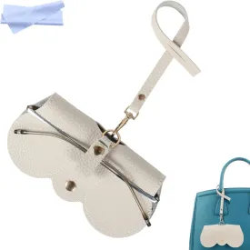 Soft Leather Sunglasses Bag, Portable Leather Glasses Case Holder Sunglasses Pouch, glasses Organizer Bag with Strap