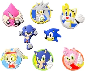 Sonic Character Hedgehog Shoe Charms, 8 Piece Decorative Set, Multi-Color